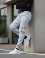 Men's Cargo Jogger Pants Grey - Image 3