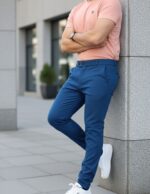 Men's Lycra Formal Pants Airforce Blue - Image 2