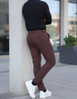 Men's Lycra Formal Pants Brown - Image 3