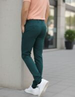 Men's Lycra Formal Pants Green - Image 3