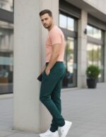 Men's Lycra Formal Pants Green - Image 2