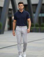 Men's Lycra Formal Pants Light Grey - Image 2