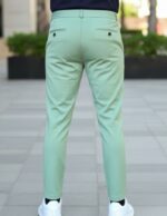 Men's Lycra Formal Pants Pista Green - Image 3