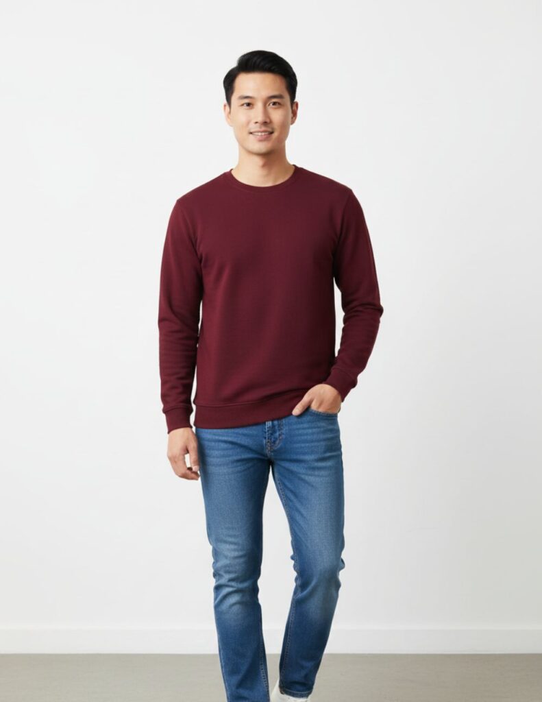 velvom-men-full-sleeve-tshirt-maroon-model-front