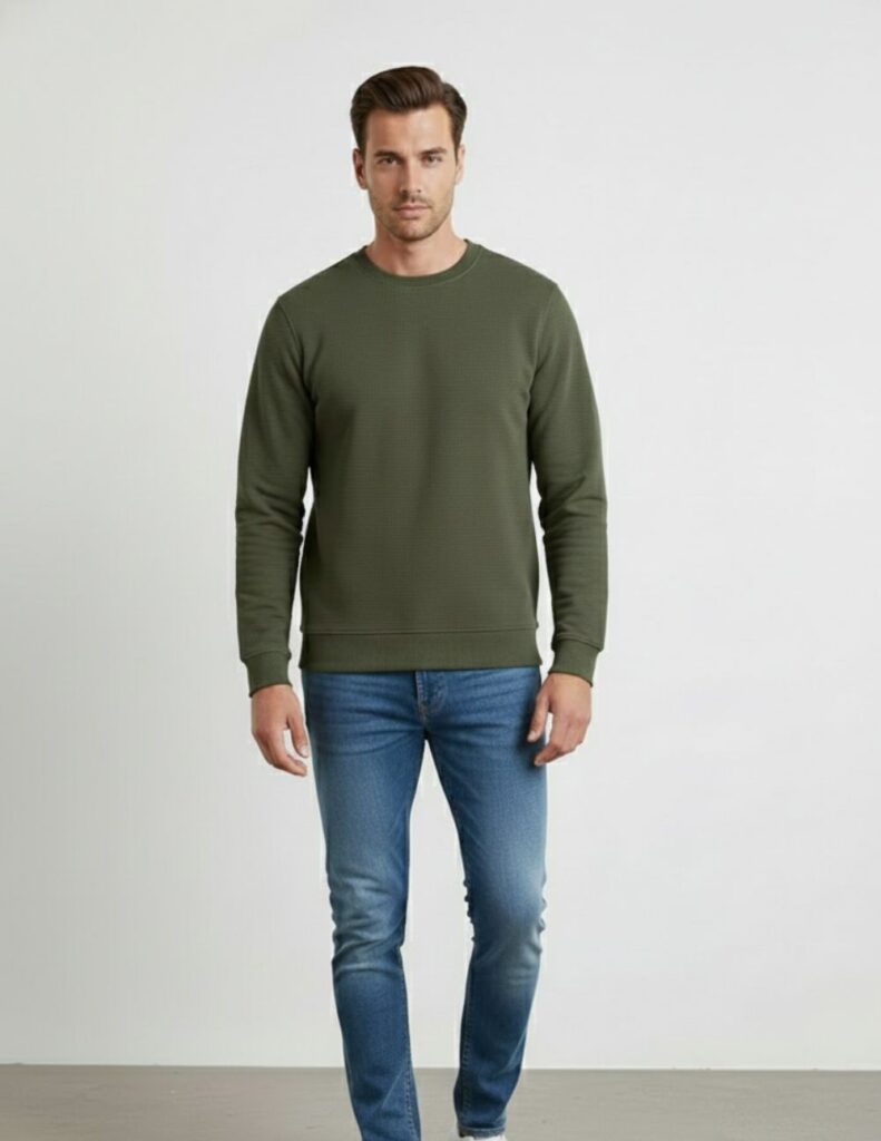 velvom-men-full-sleeve-tshirt-olive-green-model-front