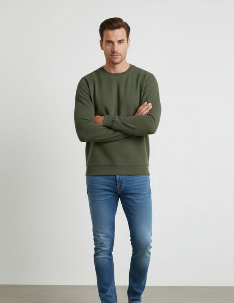 velvom-men-full-sleeve-tshirt-olive-green-model-standing