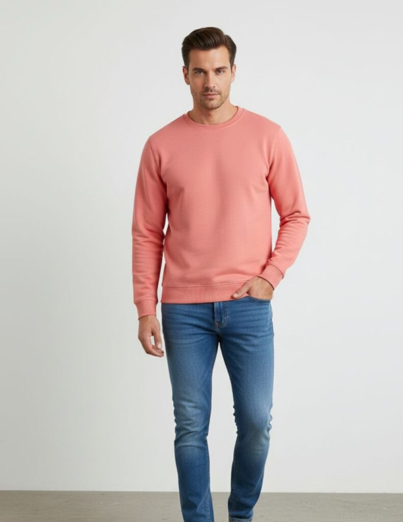 velvom-men-full-sleeve-tshirt-pink-model-front