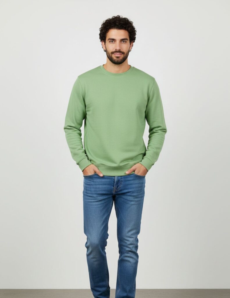 velvom-men-full-sleeve-tshirt-pista-green-model-front