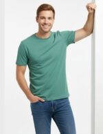 velvom-men-half-sleeve-tshirt-green-model-side