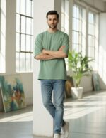 Men's Oversized T-Shirt Light Green - Image 2