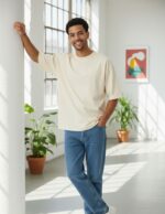 velvom-men-oversized-tshirts-light-sandal-model-pose