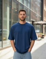 velvom-men-oversized-tshirts-navy-blue-model-front