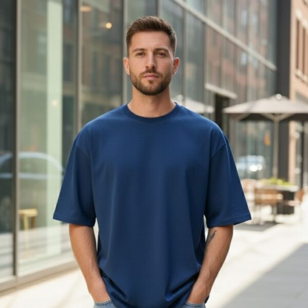 velvom-men-oversized-tshirts-navy-blue-model-front