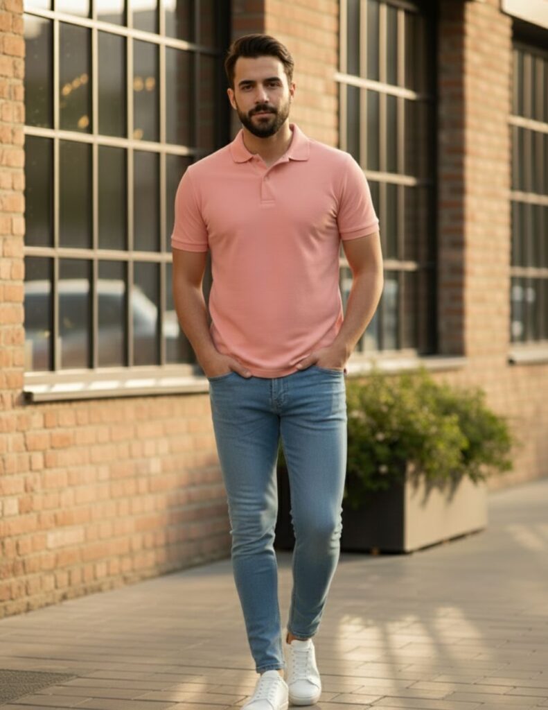 velvom-men-polo-tshirts-punch-pink-model