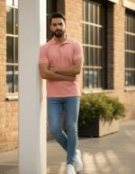 velvom-men-polo-tshirts-punch-pink-model-front