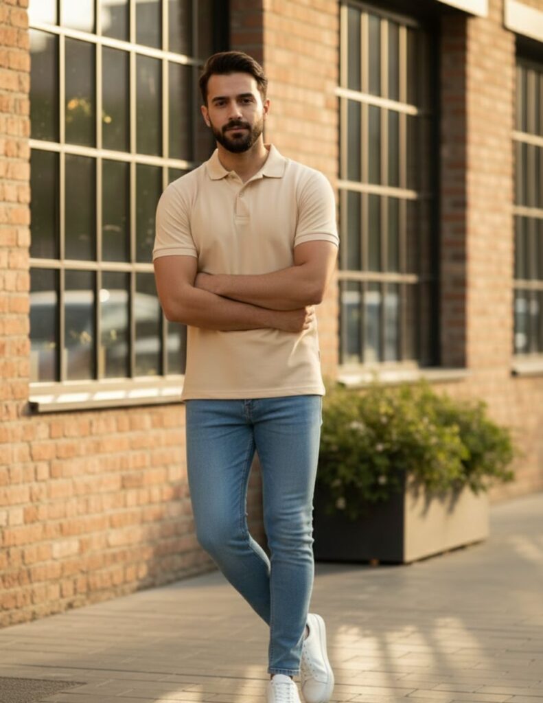 velvom-men-polo-tshirts-sandal-model-front